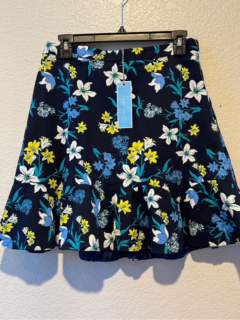 Draper James Navy Floral Circle Skirt with Blue & Yellow Blooms